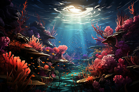 海底的珊瑚礁背景图片