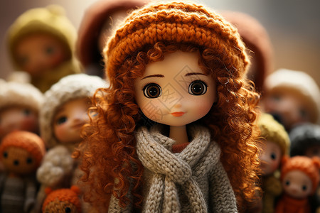 毛线娃娃里的红发娃娃背景图片