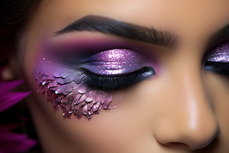 紫色花瓣眼妆背景图片