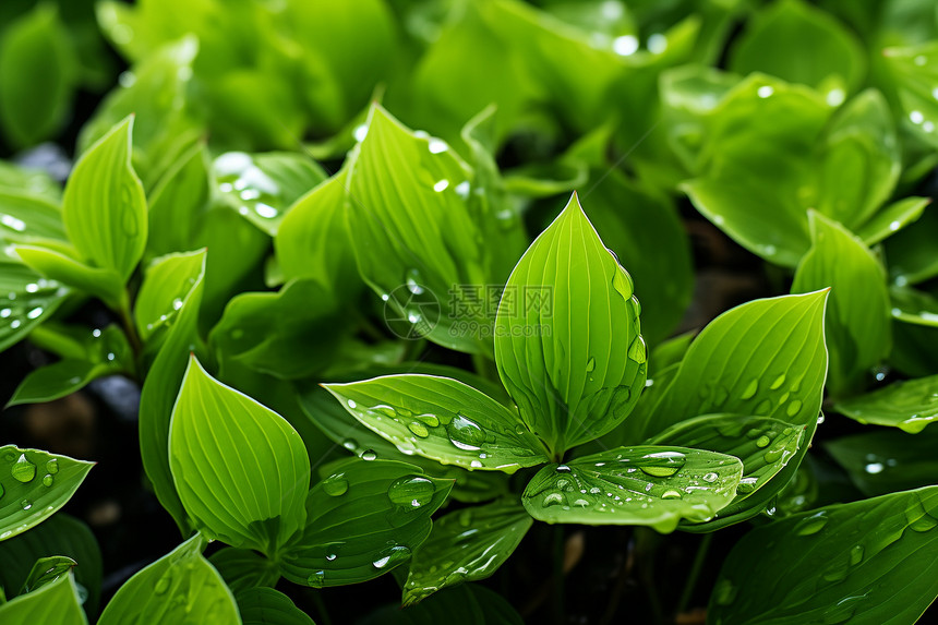 雨后的绿色植物图片