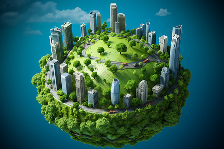 点的密集素材美丽小岛上的绿色城市设计图片