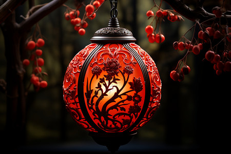 红果树上的灯笼背景图片