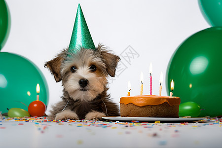 小狗气球生日快乐的小狗背景
