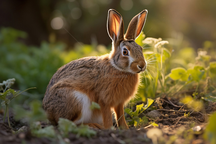 阳光里的野兔图片