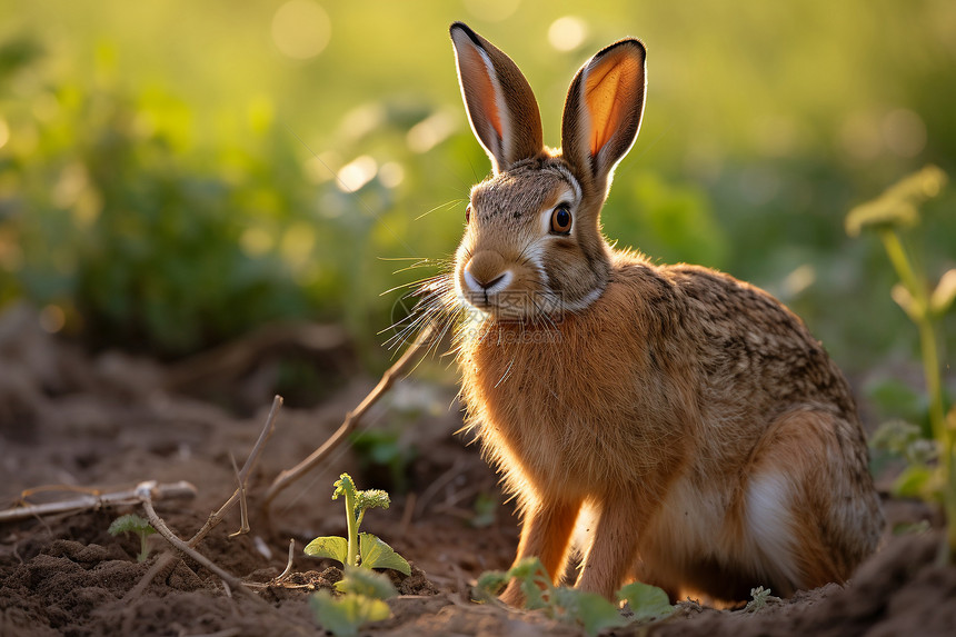 草地上的野兔图片