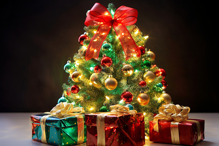温馨仪式感的圣诞树装饰背景图片