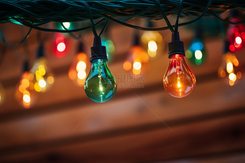 圣诞节的彩色灯带图片