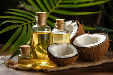 美容护理的椰子精油背景图片