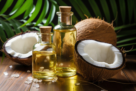 天然健康的椰子精油背景图片