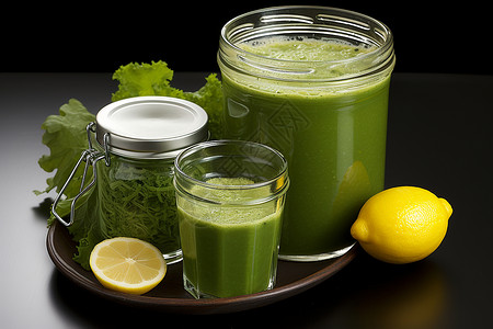 美味天然的绿色蔬菜汁背景图片