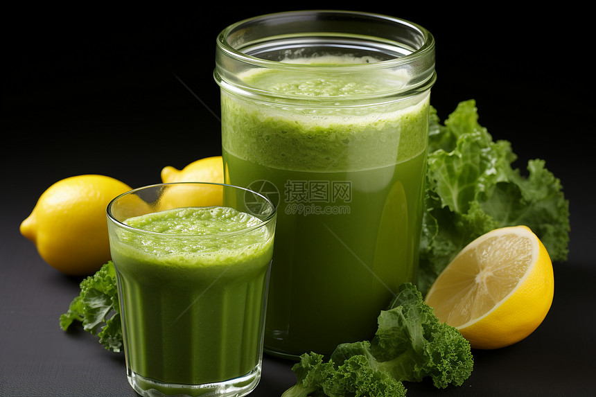 健康营养的绿色蔬菜汁图片