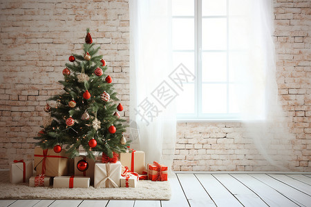 室内仪式感的圣诞节装饰背景图片