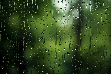 雨中玻璃上的雨滴特写背景图片