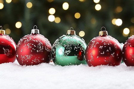 彩色圣诞树冬季精致闪亮的装饰球背景