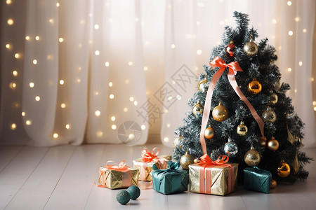 室内圣诞节温馨的圣诞树装饰背景