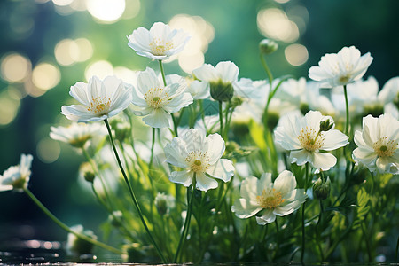 清晨的白色花束背景图片