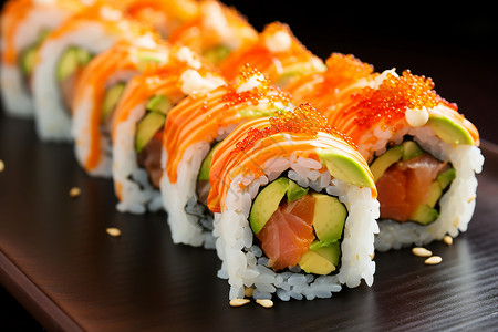 鲜美的寿司卷背景图片