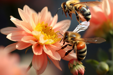 飞舞的两只蜜蜂背景图片