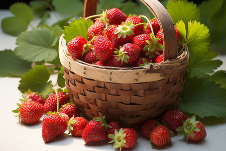 美味多汁的草莓篮高清图片