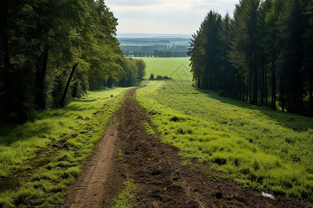 绿色树林的小路背景图片