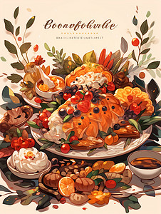 日本美食宣传海报美味的美食海报插画