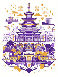传统的紫色建筑背景图片