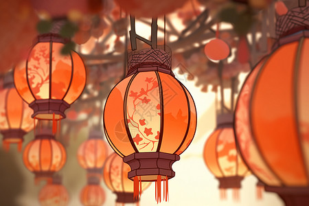中国灯笼之美背景图片