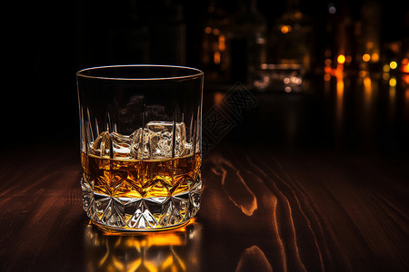 酒吧杯子的一杯威士忌背景