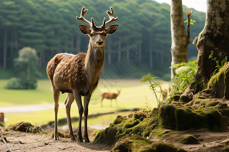 森林中一只鹿背景图片