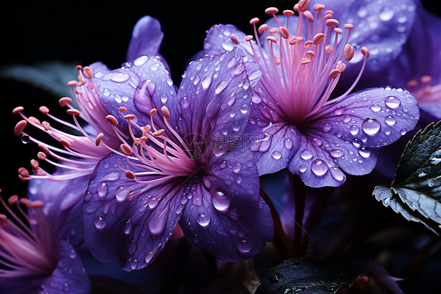 夏季花园中绽放的紫色花朵图片