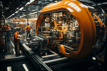 创新科技工厂的精密机械背景图片