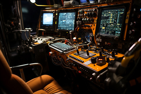 控制室中的太空探测器控制面板背景图片