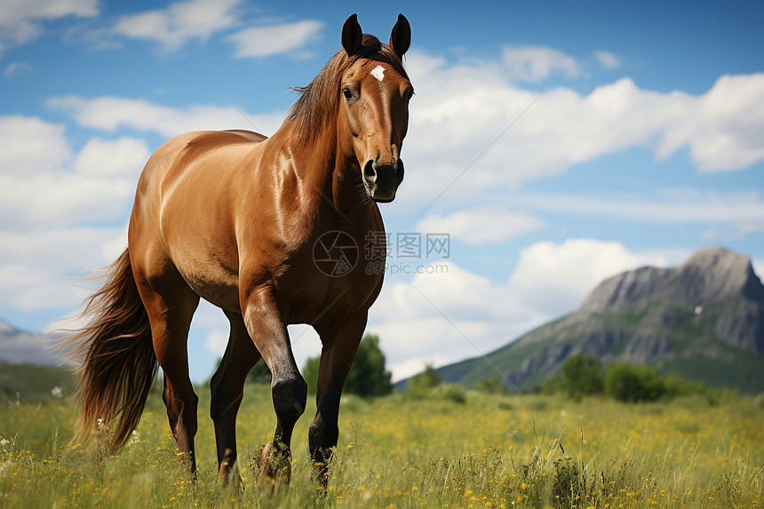 草原奔驰的马匹图片