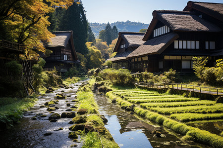 草木繁茂的山谷田野背景图片