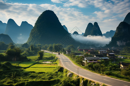 风景优美的阳朔旅游风景区背景图片