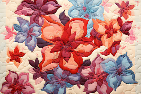刺绣艺术的花团锦簇图案高清图片