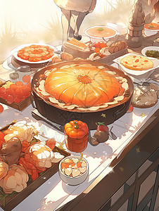 美味的感恩节美食背景图片