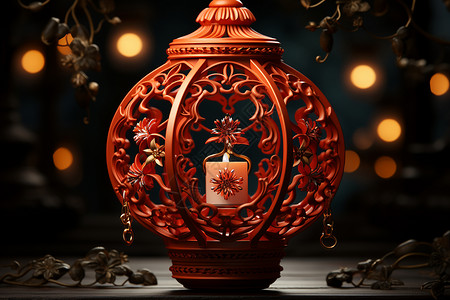 传统雕花灯笼背景图片