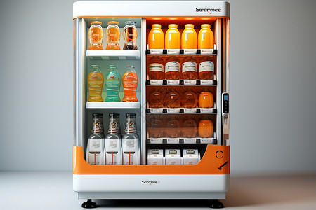 饮料售卖机冰箱中的冷饮背景