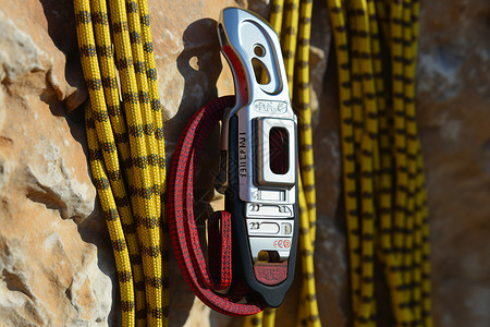 攀岩绳的安全挂钩背景图片