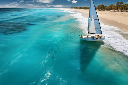 大海里的帆船背景图片