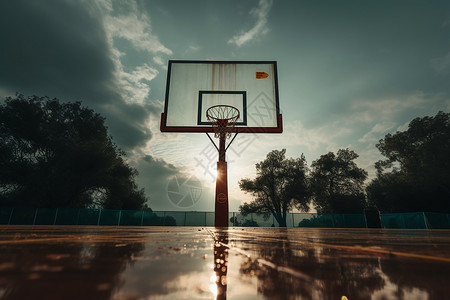 雨后的篮球场背景图片