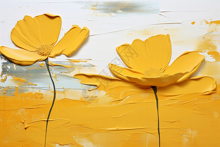 颜料创意黄色的小花插画