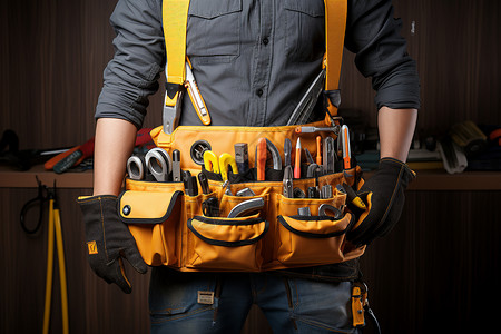 工具袋戴着工具包的背景