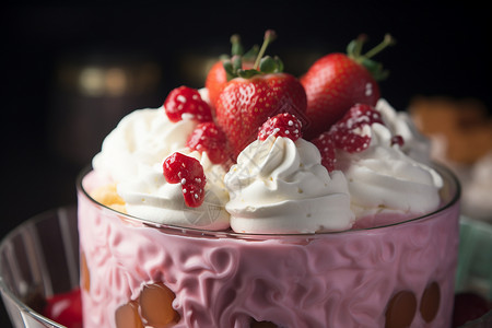 甜蜜的草莓奶油甜品背景图片