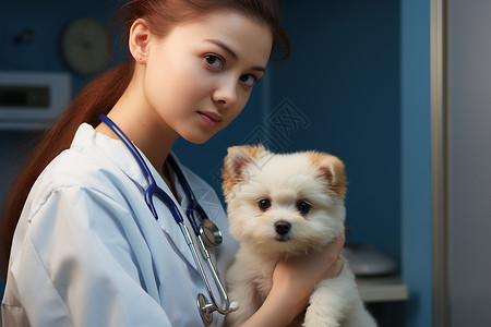 宠物医生和小狗背景图片