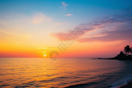 海上的日落海上黄昏高清图片