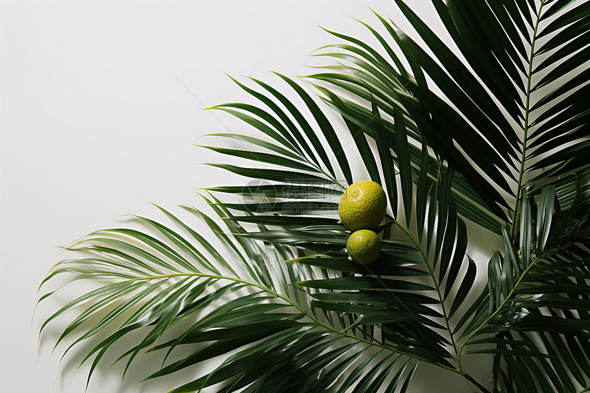 室内盆栽的棕榈叶图片