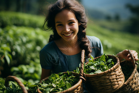 种植者亚洲女茶农背景