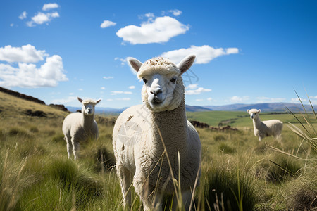 喂养的羊驼动物背景图片